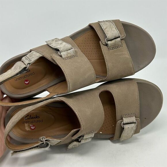 Clarks Unstructured Brown Leather Slingback Sandals Size 9 Casual Comfort - Picture 11 of 13